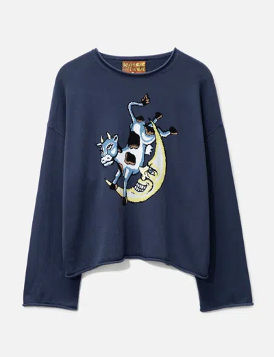 Brain Dead Diddle Cropped Sweater In Blue