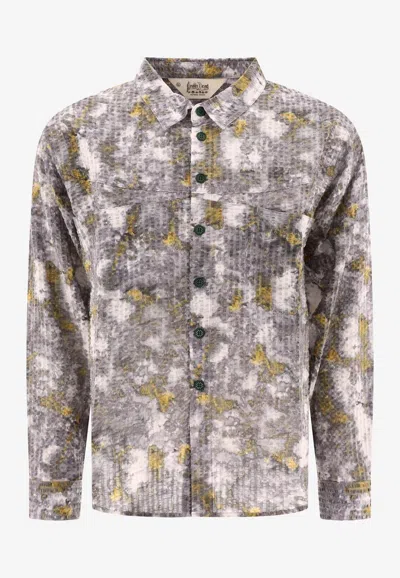 Brain Dead Distorted Heat Print Long-sleeved Shirt In Gray
