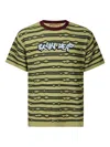 Brain Dead Embroidered Puckered Striped T-shirt In Green