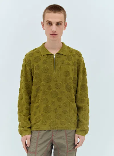 Brain Dead Dot Half-zip Sweater In Green