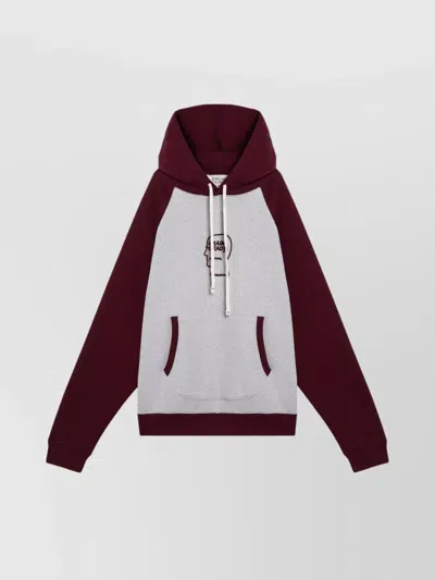 BRAIN DEAD DRAWSTRING FRONT POCKET HOODIE RAGLAN SLEEVES