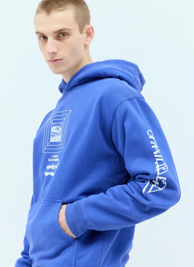 Brain Dead Electronique Hooded Sweatshirt In Blue