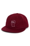 Brain Dead Embroidered Logohead Wool Blend Flannel Adjustable Baseball Cap In Red