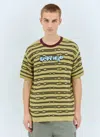 Brain Dead Embroidered Puckered Striped T-shirt In Green