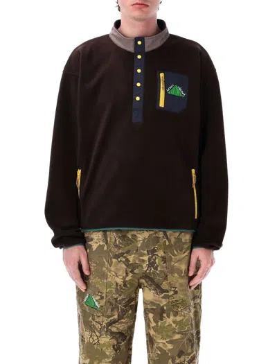 Brain Dead Equipment Ripstop Pullover Fleece Jacket In Brown