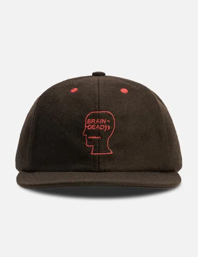 Brain Dead Flannel Logohead 6 Panel Hat In Brown