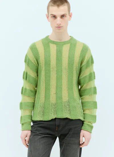 Brain Dead Fuzzy Threadbare Sweater In Green