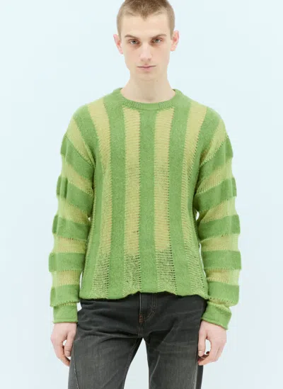 Brain Dead Fuzzy Threadbare Jumper In Green