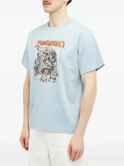 Brain Dead Graphic-print Cotton T-shirt In Blue