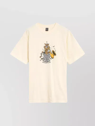 Brain Dead Graphic Print Cotton T-shirt With Round Neck In Pink
