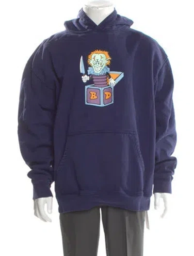 Pre-owned Brain Dead Graphic Print Crew Neck Hoodie In Blue