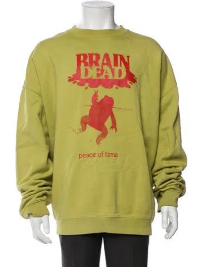 Pre-owned Brain Dead Graphic Print Crew Neck Pullover In Green