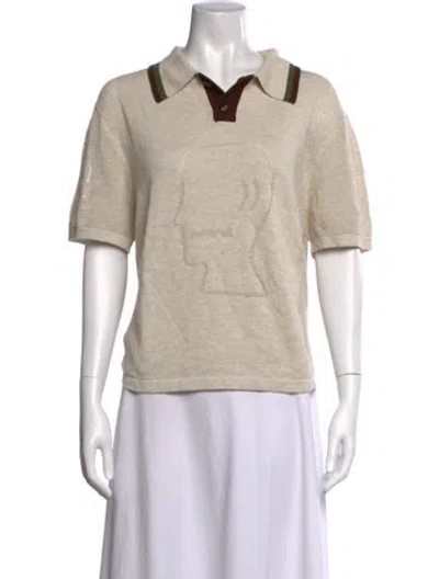 Pre-owned Brain Dead Graphic Print Crew Neck Sweater In Neutrals