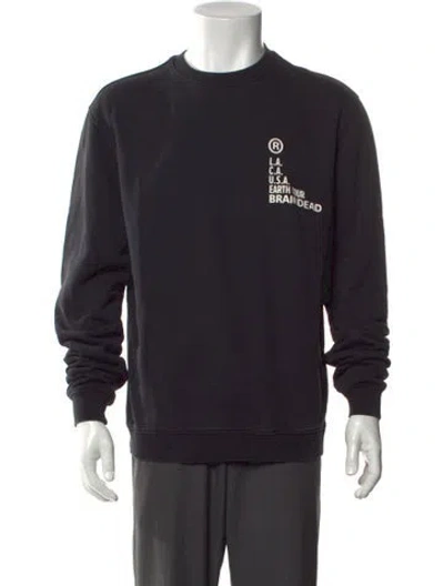 Pre-owned Brain Dead Graphic Print Crew Neck Sweatshirt In Black