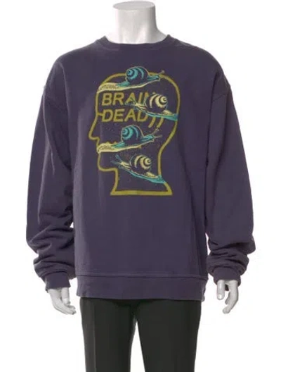 Pre-owned Brain Dead Graphic Print Crew Neck Sweatshirt In Purple