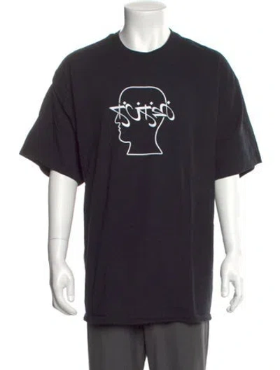 Pre-owned Brain Dead Graphic Print Crew Neck T-shirt In Black