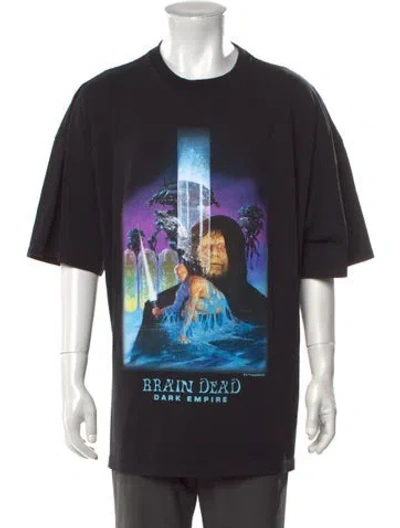 Pre-owned Brain Dead Graphic Print Crew Neck T-shirt In Black