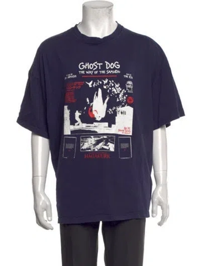 Pre-owned Brain Dead Graphic Print Crew Neck T-shirt In Blue