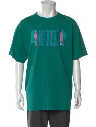 Pre-owned Brain Dead Graphic Print Crew Neck T-shirt In Green
