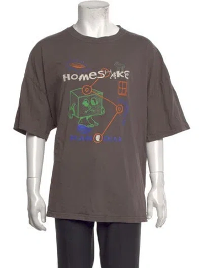 Pre-owned Brain Dead Graphic Print Crew Neck T-shirt In Grey