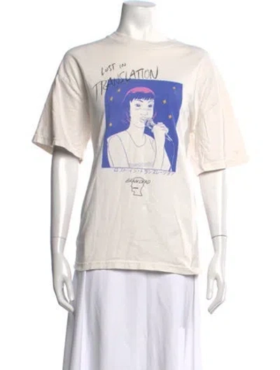 Pre-owned Brain Dead Graphic Print Crew Neck T-shirt In White