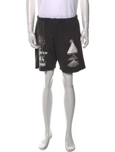 Pre-owned Brain Dead Graphic Print Jogger Shorts In Grey