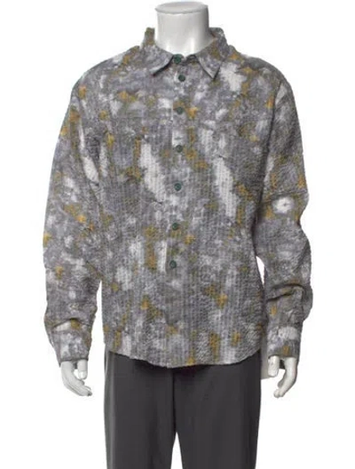 Pre-owned Brain Dead Graphic Print Long Sleeve Shirt W/ Tags In Grey