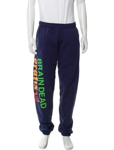 Pre-owned Brain Dead Graphic Print Lounge Bottoms In Blue