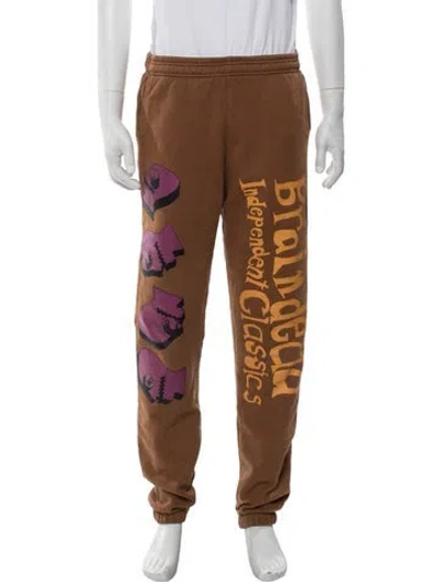 Pre-owned Brain Dead Graphic Print Lounge Bottoms In Brown