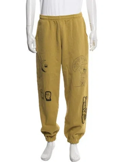 Pre-owned Brain Dead Graphic Print Lounge Bottoms In Yellow