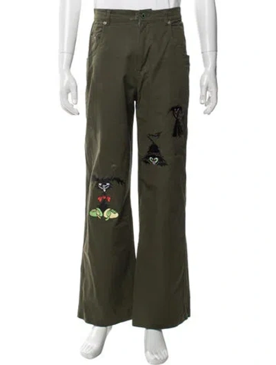 Pre-owned Brain Dead Graphic Print Pants In Green