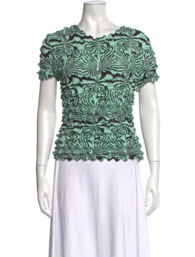 Pre-owned Brain Dead Graphic Print Scoop Neck Top In Green
