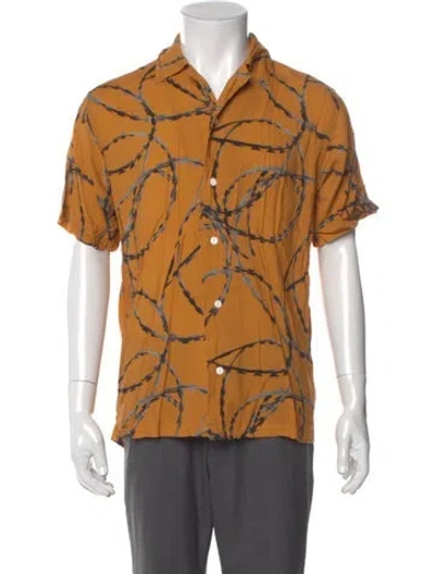 Pre-owned Brain Dead Graphic Print Short Sleeve Shirt In Brown