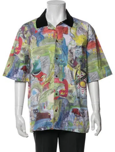 Pre-owned Brain Dead Graphic Print Short Sleeve Shirt In Green