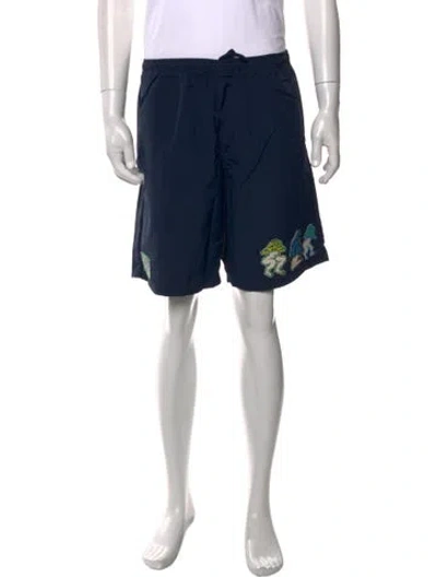 Pre-owned Brain Dead Graphic Print Shorts In Blue