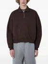 Brain Dead Half-zip Collared Sweatshirt In Brown