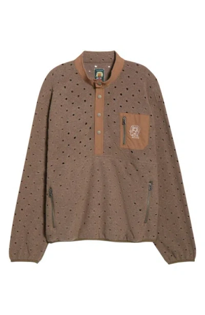 Brain Dead Hole Mock Neck Sweatshirt In Brown