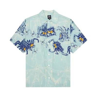 Pre-owned Brain Dead Horfee Spiders Rayon Shirt 'light Blue' | Men's Size Xl
