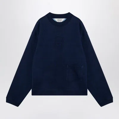 BRAIN DEAD BRAIN DEAD INDIGO FLEECE CREW NECK SWEATSHIRT