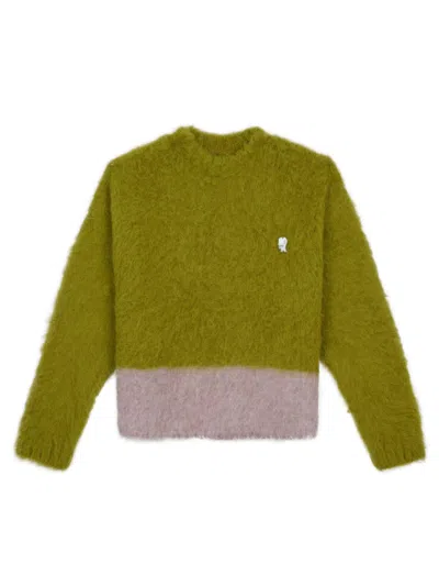 Brain Dead Intarsia Motif Crew Neck Sweater With Long Sleeves In Green