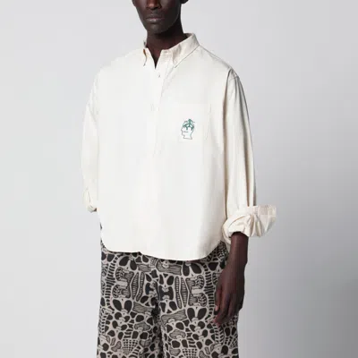 Brain Dead Ivory Buttondown Cotton Shirt In White