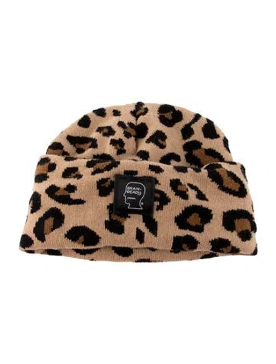 Pre-owned Brain Dead Knitted Acrylic Beanie In Brown