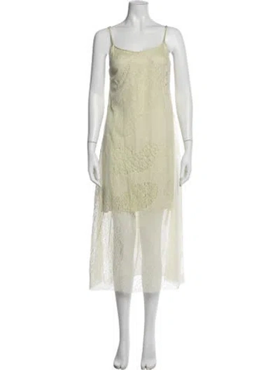 Pre-owned Brain Dead Lace Pattern Midi Length Dress In Green