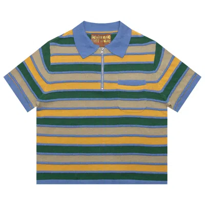 Pre-owned Brain Dead Lifted Stripe Half Zip Shirt 'yellow Multicolor' | Men's Size Xl