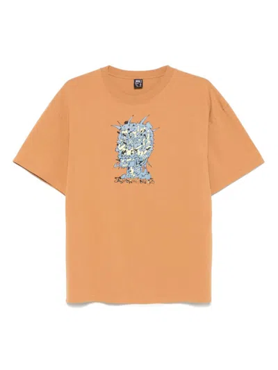 Brain Dead Light Brown Scrambled Head T-shirt In Orange