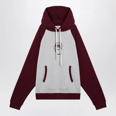 BRAIN DEAD BRAIN DEAD  LIGHT GREY/BURGUNDY HOODIE