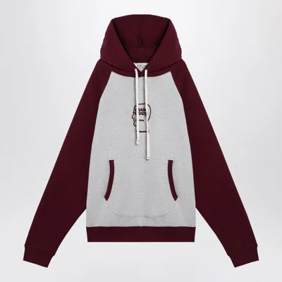 BRAIN DEAD BRAIN DEAD LIGHT GREY/BURGUNDY HOODIE