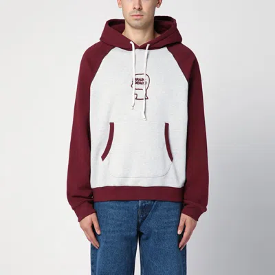 BRAIN DEAD BRAIN DEAD LIGHT GREY/BURGUNDY HOODIE
