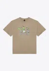 Brain Dead Graphic-print Crew-neck T-shirt In Beige