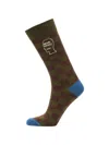 Brain Dead Logohead Checkered Socks In Brown
